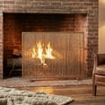 thumbnail image 1 of Olurrisa 38x33 Inch Golden Iron Fireplace Screen, Modern Single Panel Freestanding Spark Guard with Powder Coated Finish, Decorative Mesh Safety Screen for Living Room, 1 of 8