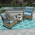 thumbnail image 1 of Olurrisa 3pc Grey Rattan Rocking Chair Set for Outdoor, Steel Frame Leisure Patio Rocking Chairs with Side Table, 1 of 11