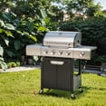 thumbnail image 1 of Olurrisa 4+1 Burner Stainless Steel Gas Grill, Black Outdoor BBQ with Electronic Ignition & Built-in Thermometer for Patio, Backyard Garden Cooking, 1 of 7