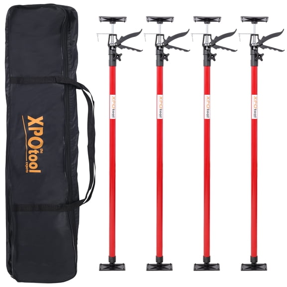 Olurrisa 4 Pack Adjustable Support Pole,Steel 3rd Hand Support System,Support Rod for Jacks Cargo Bars Drywalls,Cabinet Jacks for Installing Cabinets,Extends from 45 to 114 Inch ,with carry bag