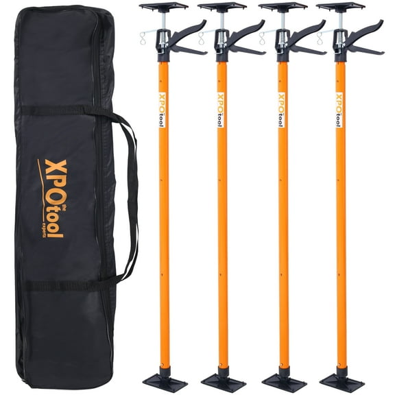 Olurrisa 4 Pack Adjustable Support Pole,Steel 3rd Hand Support System,Support Rod for Jacks Cargo Bars Drywalls,Cabinet Jacks for Installing Cabinets,Extends from 45 to 114 Inch ,with carry bag