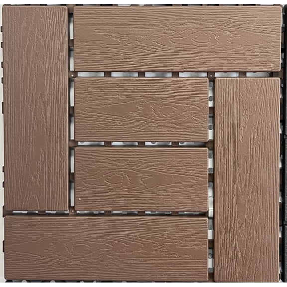 Olurrisa 44pcs Wood Interlocking Flooring Tiles Waterproof Flooring for Outdoor & Indoor Patio,Balcony,Garden,Poolside,12 * 12 in,Red Brown