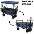 thumbnail image 1 of Olurrisa 480lbs Folding Wagon with Canopy & Mosquito Net, 7" All-Terrain Wheels Heavy Duty Cart for Camping Shopping Garden, Dark Blue, 1 of 8