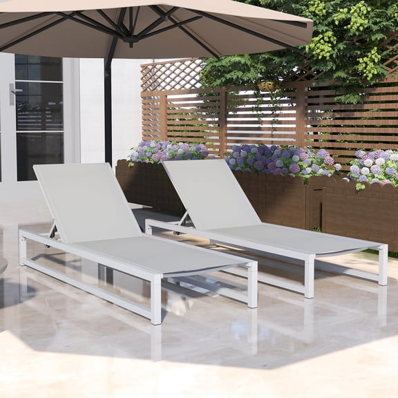 Olurrisa 5-Level Adjustable 2-Piece Outdoor Chaise Lounge, Durable Aluminum Frame & Textilene Mesh, Perfect for Patio/Poolside