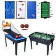 thumbnail image 1 of Olurrisa 5-in-1 Multi-Game Table - Billiards, Push Hockey, Foosball, Ping Pong, and Basketball black/blue, 1 of 9