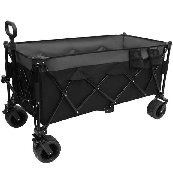 Olurrisa 51-inch Extended Heavy-Duty Foldable Utility Wagon - 480lbs Capacity, Patented Ultra-Stable Frame, 1:6 Space-Saving Fold & 7" All-Terrain Wheels, No Assembly Needed, Black- Gray