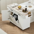 thumbnail image 1 of Olurrisa 51 inch Large Kitchen Island with 9 Trash Can Storage Cabinet, Kitchen Cart with Drop Leaf, Spice Rack, Towel Rack and Drawer, Rolling Kitchen Island on Wheels with Adjustable Shelf, White, 1 of 8
