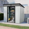 thumbnail image 1 of Olurrisa 6ft x 5ft Outdoor Metal Storage Shed with Lockable Sliding Doors and Transparent plate for Garden, Lawn ( White and Black ), 1 of 9