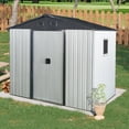 thumbnail image 1 of Olurrisa 8ft x 4ft Outdoor Metal Storage Shed with Window and Metal Foundation for Backyard, Patio, Lawn --White and Black, 1 of 9