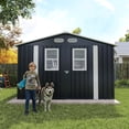 thumbnail image 1 of Olurrisa 8x8 FT Outdoor Storage Shed with 4 Windows & Lockable Door, Dark Gray Metal Garden Shed, Waterproof Tool Shed for Backyard, Patio & Lawn Equipment, 1 of 7