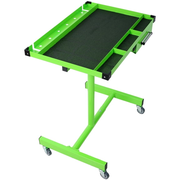 Olurrisa Adjustable Tear Down Work Table with Drawer for Garages, Repair Shops, and DIY, Portable, (4) 2.5" Swivel Casters, 220 Pound Capacity, Rubber Corners, Heavy Duty Steel,green