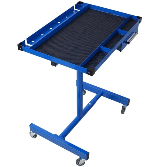 Olurrisa Adjustable Tear Down Work Table with Drawer for Garages, Repair Shops, and DIY, Portable, (4) 2.5" Swivel Casters, 220 Pound Capacity, Rubber Corners, Heavy Duty Steel,blue
