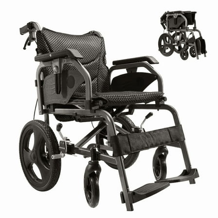 Olurrisa Adults wheelchair under 800$ - Foldable Sport Wheelchair with safety belt, 15" PU Rear Wheels for Outdoor/Indoor Mobility