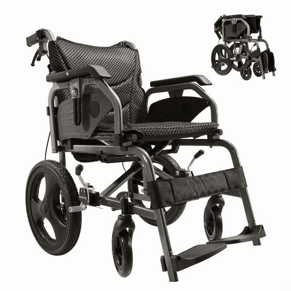 Olurrisa Adults wheelchair under 800$ - Foldable Sport Wheelchair with safety belt, 15" PU Rear Wheels for Outdoor/Indoor Mobility