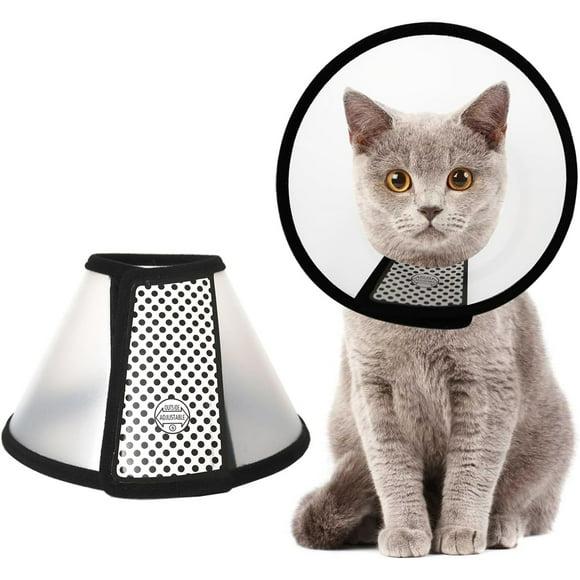 Olurrisa Cat Cone,Plastic Dog Cone Comfy Elizabethan Collarfor Small Cats Mini Dogs (Black-S)