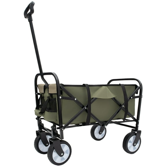 Olurrisa Collapsible Foldable Wagon Cart with strapping system, Beach Wagon, Utility Cart, Utility Wagon Grocery Cart for Camping Shopping Sports Gardeing Fishing Supports 225lbs