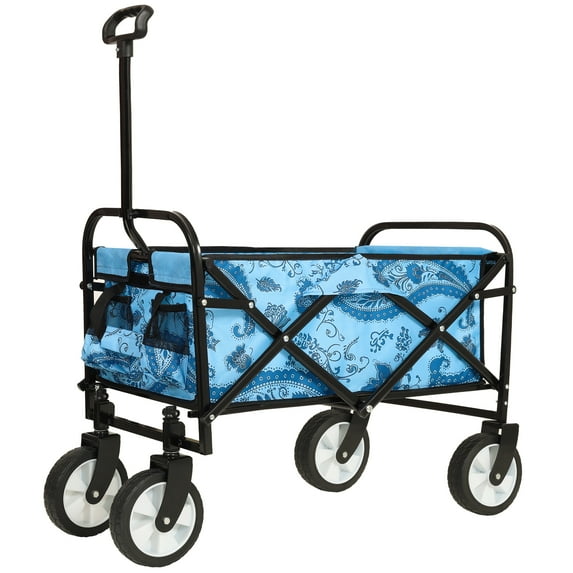 Olurrisa Collapsible Foldable Wagon,Wagons Carts Foldable with Wheels,Utility Grocery Folding Wagon for Sand Garden Sports Shopping Outdoor,Large Capacity 250LBS