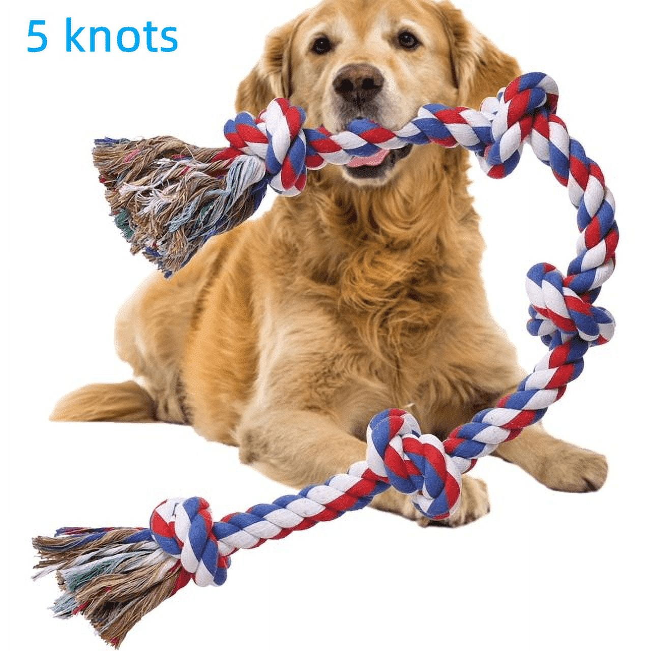 Olurrisa Dog Rope Toys for Aggressive Chewers, 5 Knots Rope Chew Toy ...