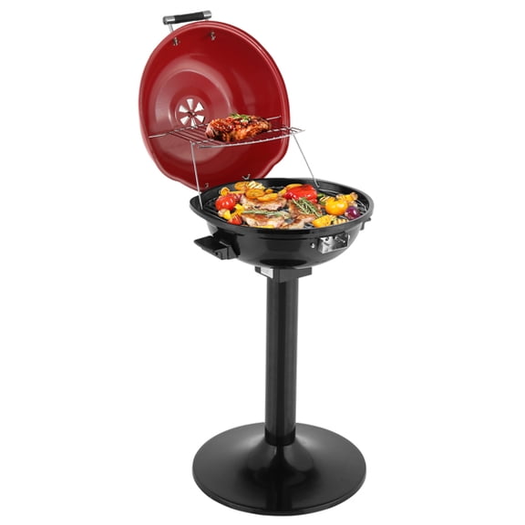 Olurrisa Electric Grill Outdoor/Indoor: Electric BBQ Grill with Stand, Portable Double Layer Indoor/Outdoor Electric Grill for Indoor & Outdoor Use, 1600W, Red