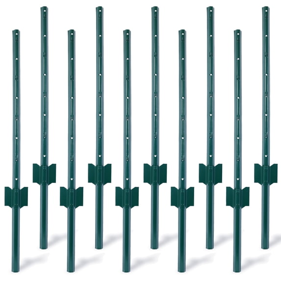Olurrisa Fence Posts 3Feet - 10Pack, Heavy Duty Metal Fence Post with U ...