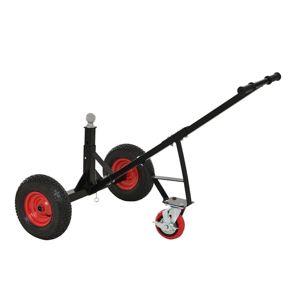 Olurrisa Heavy Duty 800lbs Trailer Dolly with 2" Hitch Ball, Tri-Wheels & Adjustable Height 18"-25", for Moving Trailers, RV, Boat, Farming Equipment - Black