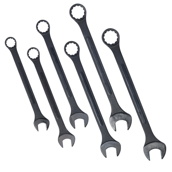 Olurrisa Jumbo Combination Wrench Set extra large, Metric, 6-piece, 35mm to 50mm,Black Oxide, with Pouch