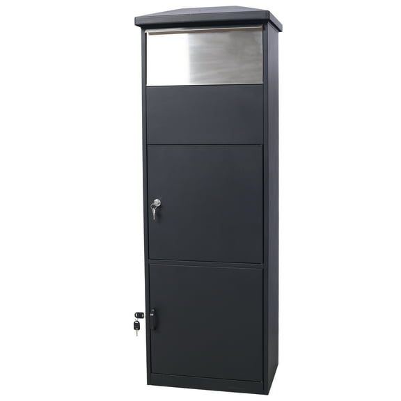 Olurrisa Large Package Delivery Parcel Mail Drop Box for Porch, Floor Lockable Drop Slot Mail Box with Parcel Compartment, Black