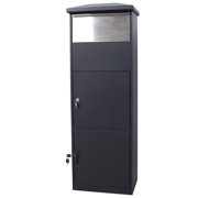 Olurrisa Large Package Delivery Parcel Mail Drop Box for Porch, Floor Lockable Drop Slot Mail Box with Parcel Compartment, Black