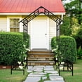 thumbnail image 1 of Olurrisa Metal Garden Arch with Adjustable Width W68.11''~W94.29'' Climbing Plants Support Rose Arch Outdoor Black, 1 of 6