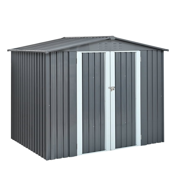 Olurrisa Metal Storage Shed with Double Doors, Heavy-Duty Galvanized Steel Outdoor Garden Shed for Tools, Lawn Equipment, and Yard Storage (72.8"Hx68.9"Dx87.8"W)