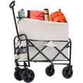 thumbnail image 1 of Olurrisa Minimeetall Extention Collapsible Foldable Wagon Cart Beach Wagon Heavy Duty Utility Cart Utility Wagon Grocery Cart for for Camping Shopping Sports Gardeing Fishing Supports 225lbs cream, 1 of 6