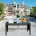 thumbnail image 1 of Olurrisa Outdoor Coffee Table with Clear Tempered Glass - 30.75" All-Weather PE Rattan, 180lb Capacity, Brown Wicker Patio Table for Garden & Poolside, 1 of 10