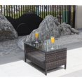 thumbnail image 1 of Olurrisa Outdoor Coffee Table with Clear Tempered Glass - All-Weather PE Rattan & Steel Frame, 34.6" Brown Wicker Patio Table, 120lb Capacity for Garden, Poolside, 1 of 1