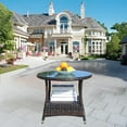 thumbnail image 1 of Olurrisa Outdoor Round Coffee Table 21" - Clear Tempered Glass Top with Brown PE Rattan Base, 120lb Capacity All-Weather Patio Table for Garden & Deck, 1 of 10