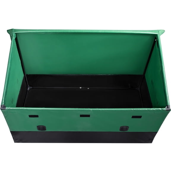 Olurrisa Outdoor Storage Box Patio Deck Box 230 Gallon Waterproof PE Tarpaulin, Heavy Duty Galvanized Frame with Mesh Vents & Portable Handles, Tool-Free Assembly, Black+Green