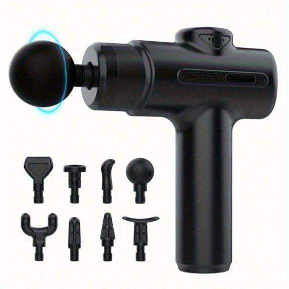 Olurrisa Percussion Massage Gun for Recovery, Deep Tissue Muscle Massager with 8 Heads & Adjustable Speed, Black