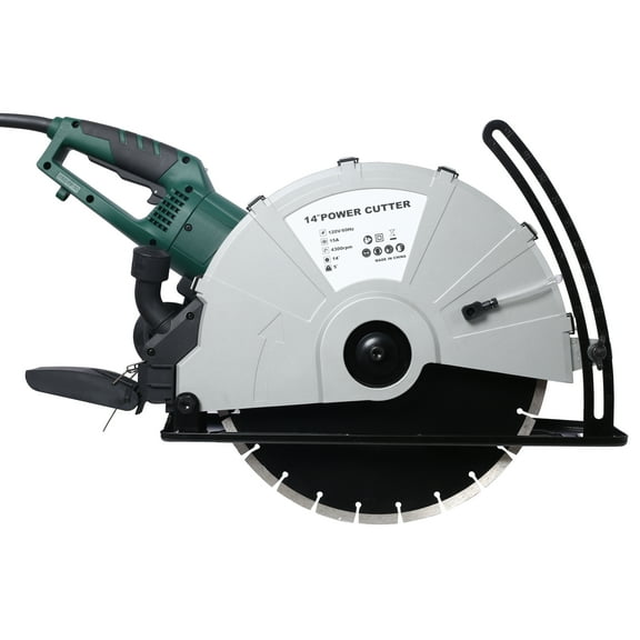 Olurrisa Portable 14" Wet/Dry Electric Corded Circular Concrete Saw/Power Angle Cutter 2600W w/Water Line & Guide Roller (With Blade)ETL certificate.