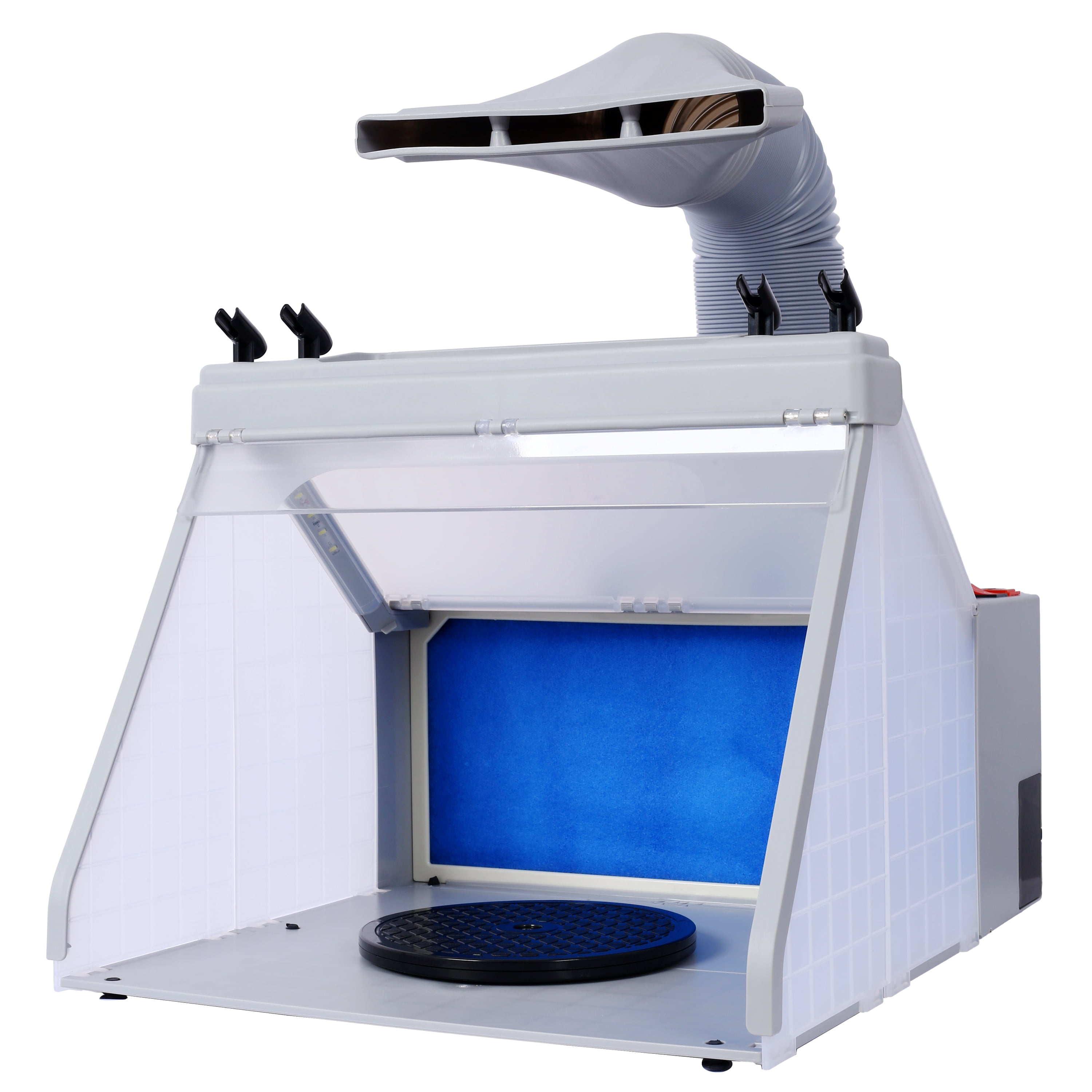 Olurrisa Portable Airbrush Spray Booth Kit, Airbrush Paint Booth for Models, Includes 3 Led Lights, 4 Airbrush Holders and 1 Paint Holder, for Crafts Airbrushing, Cake Decorations