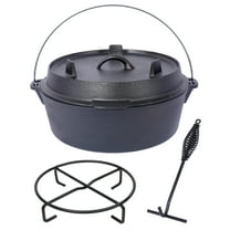 Olurrisa Pre-Seasoned Cast Iron Dutch Oven With Skillet Lid, Outdoor Camping Deep Pot for Camping Fireplace Cooking BBQ Baking Campfire, With Iron Pot Rack, 12 Quart