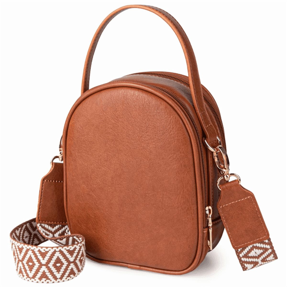 Olurrisa Small Crossbody Bag for Women with Handle and Adjustable Strap, Cell Phone Purse Cross body with 2 Zipper Pockets-Brown