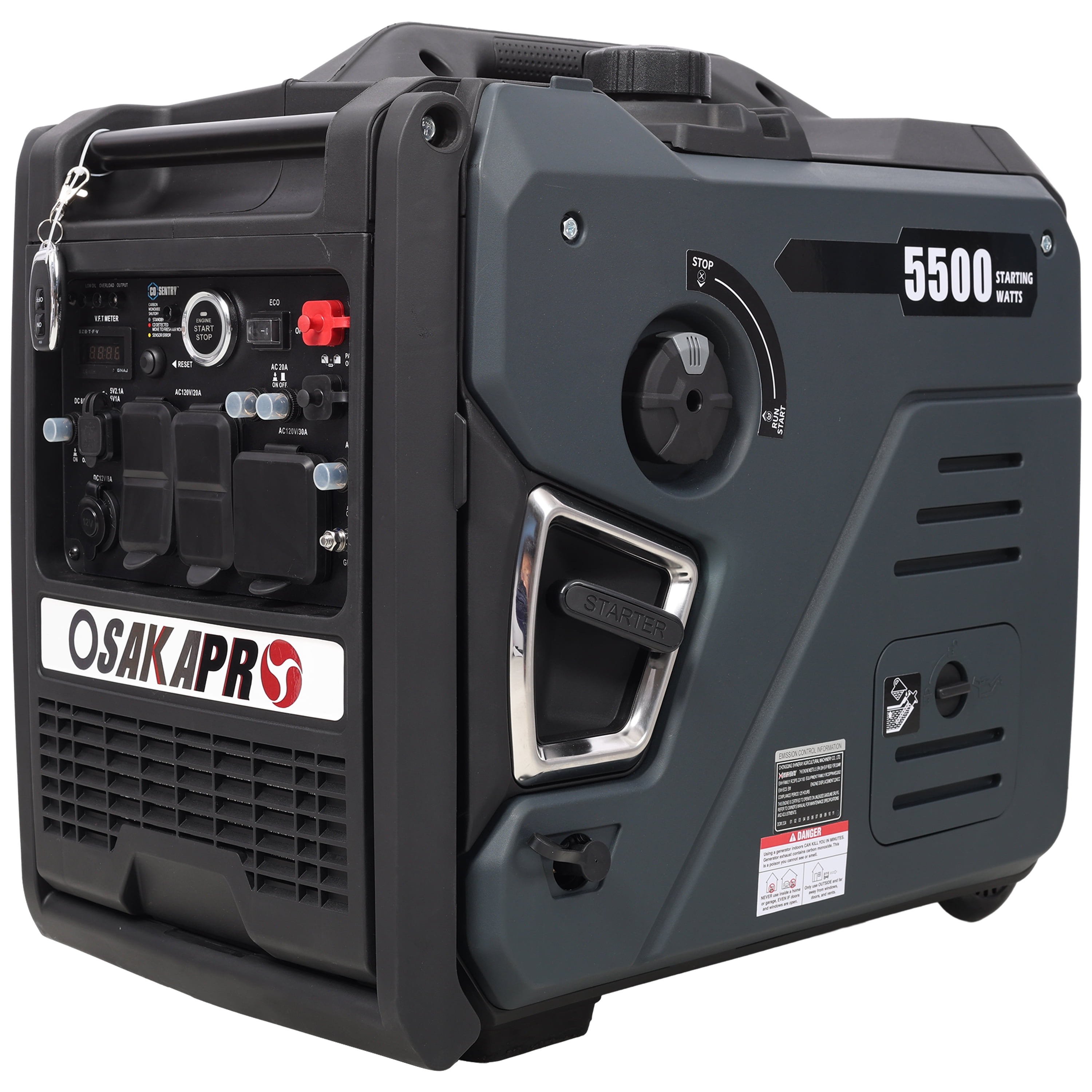 Olurrisa Super Quiet Inverter Generator 5.5kw Portable Generator Electric&Remote Start, Foldable Handle With Wheels, 224cc 4 Stroke Epa Compliant, Gas&Lpg Dual Fuel