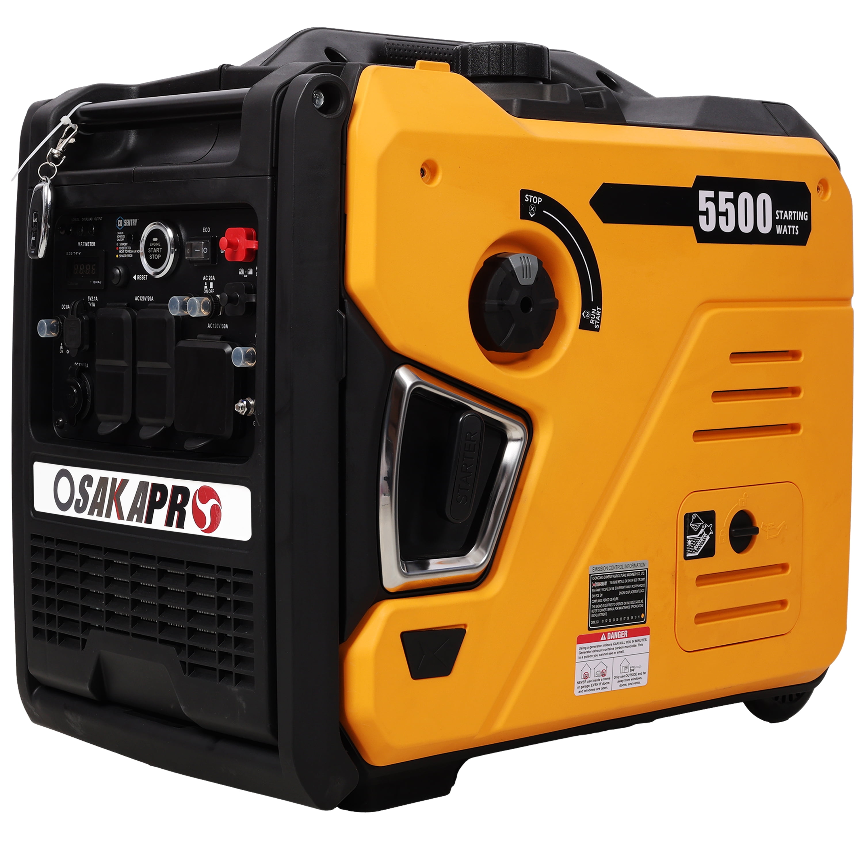 Olurrisa Super quiet Inverter Generator 5.5KW portable generator electric&remote start, foldable handle with wheels, 224cc 4 stroke EPA compliant
