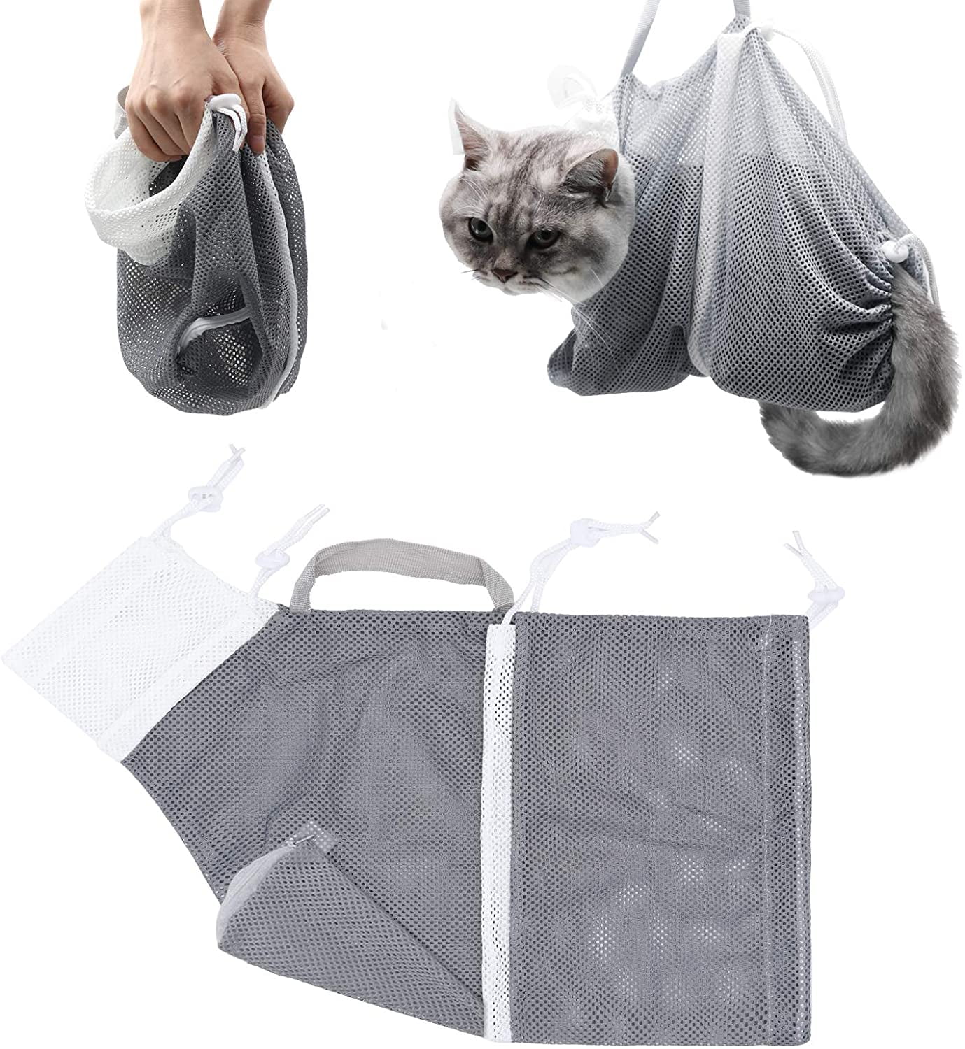Olurrsia Cat Bathing Bag, Multifunctional Adjustable Cat Grooming Bag Anti-Bite Cat Bath Bag ...