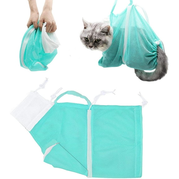 Olurrsia Cat Bathing Bag, Multifunctional Adjustable Cat Grooming Bag Anti-Bite Cat Bath Bag Anti-Scratch Cat Shower Bag Cat Washing Restraint Bag Also for Puppy Dog (Grey)