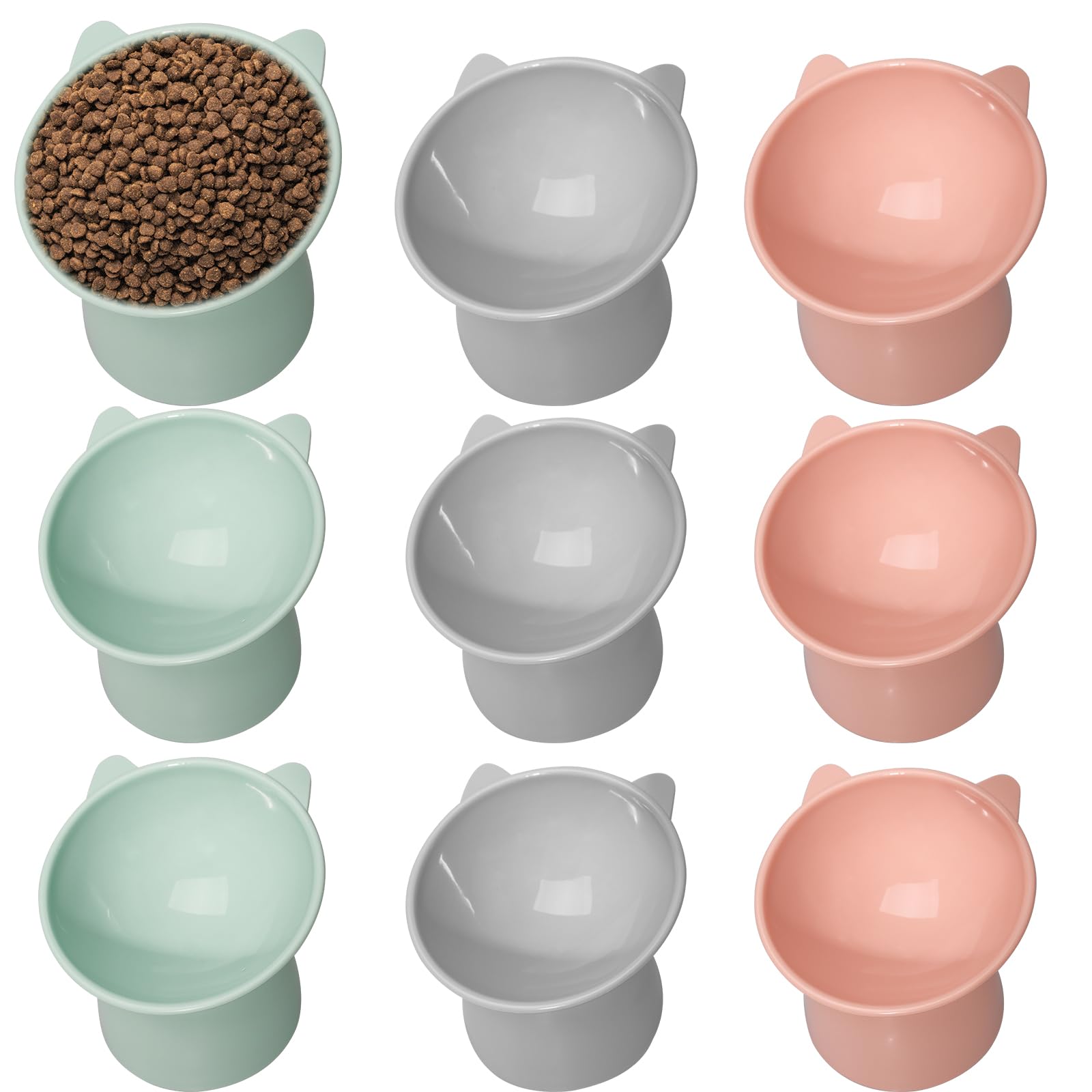 Olutacot 9 Pcs Raised Cat Food Bowls 15 Degrees Plastic Tilted Elevated