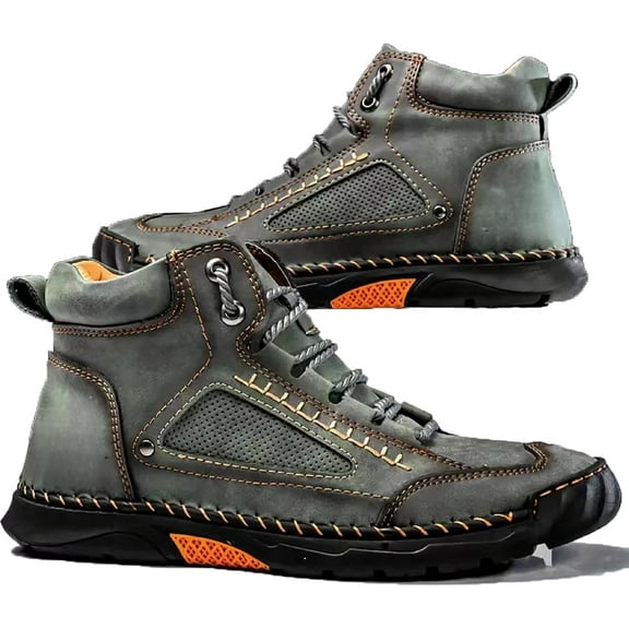 Olveros Boots, Men's Comfortable Handmade Leather Boots – Waterproof, Spacious Toe Box Outdoor Leather Shoes