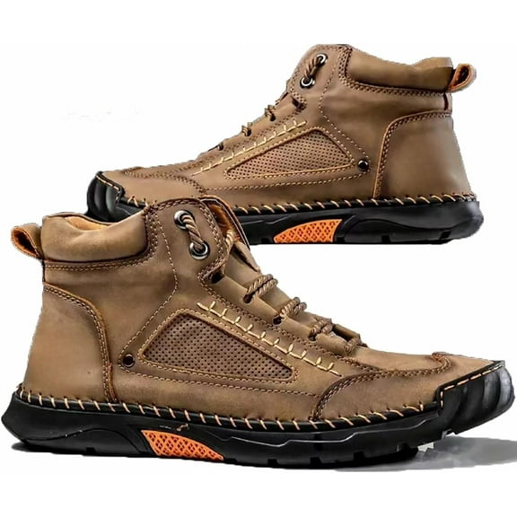 Olveros Boots, Men's Comfortable Handmade Leather Boots – Waterproof, Spacious Toe Box Outdoor Leather Shoes