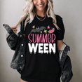 thumbnail image 1 of Olvira02 Summerween Shirt | Spooky Summer Halloween Tee | Cute Ghost Bat Watermelon Graphic T-Shirt | Retro Halloween in Summer Tee, 1 of 7
