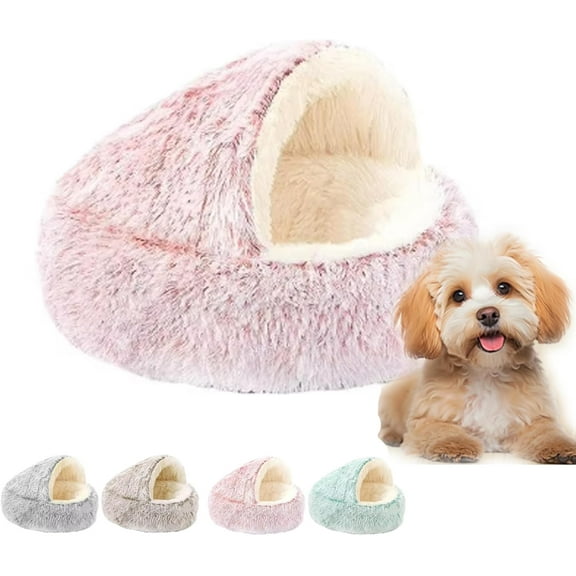 Olvys Cozy Cocoon Dog Bed,Cozy Cocoon Pet Bed for Dogs,Cat Dog Bed with Cover,Plush Dogs Beding Cave for Small Medium Large (Pink, Small 15.7in)