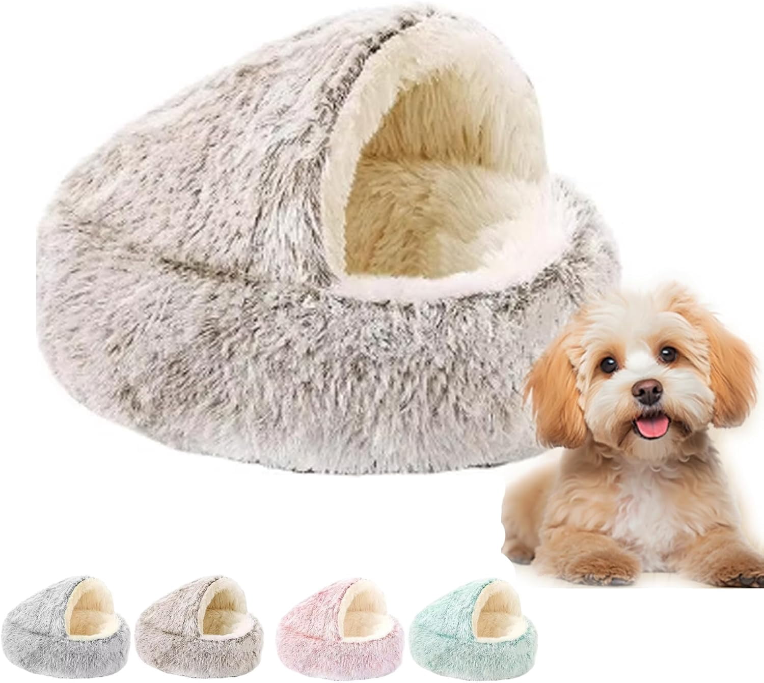 Olvys Cozy Cocoon Dog Bed, Cozy Cocoon Pet Bed for Dogs, Winter Pet Plush Bed, Cat Cave Bed with Cover, Cat Nest Bed
